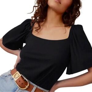 Nation LTD Jayden Flutter Sleeve Pima Cotton Blouse Tee Sz XXL